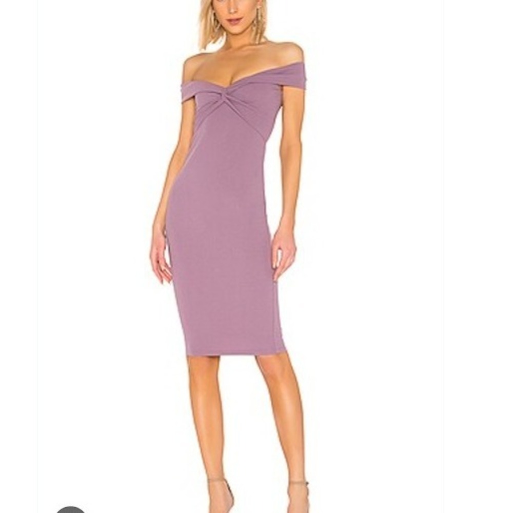 Nookie x REVOLVE Dolly Midi Dress Soft Violet‎ Off Shoulder Bodycon XS